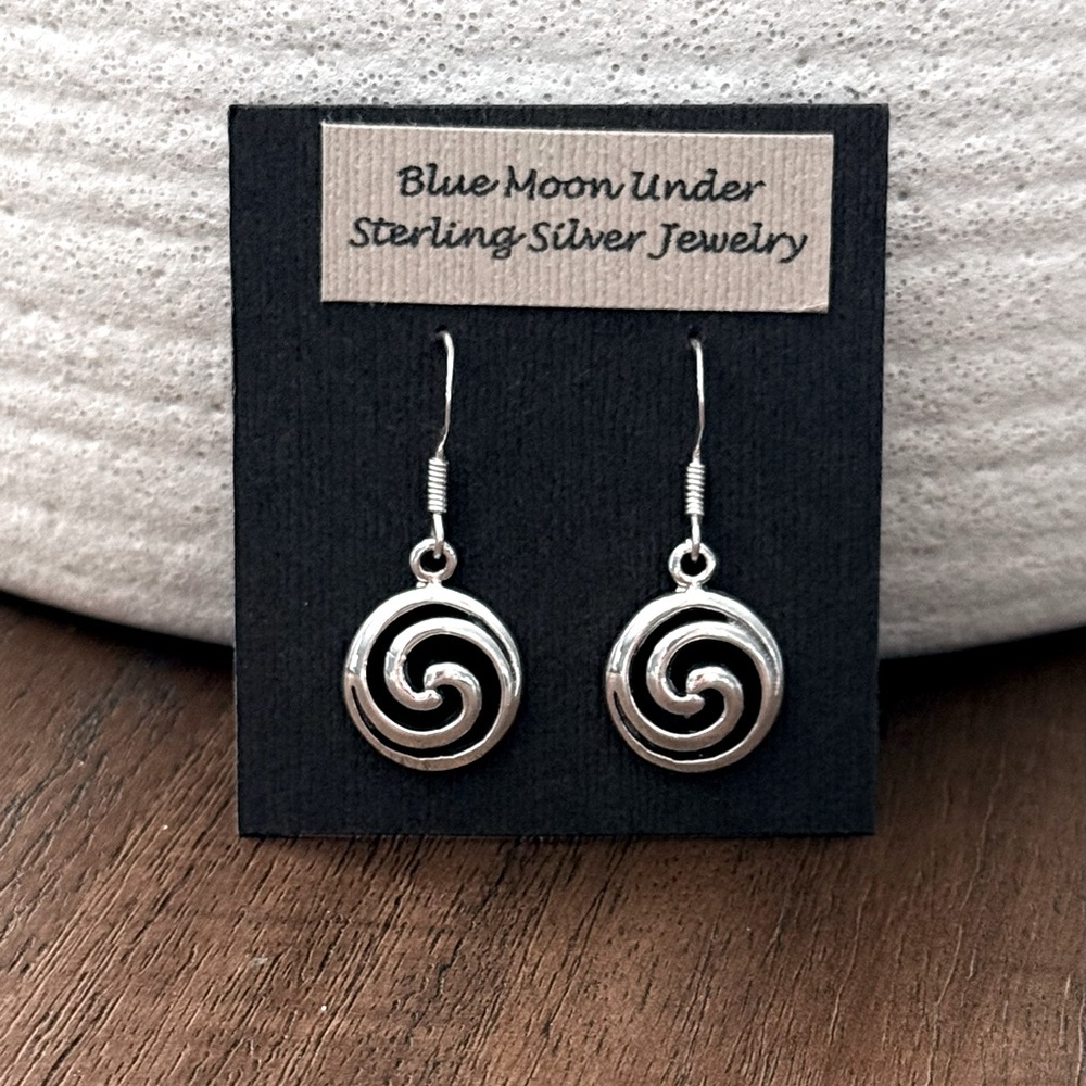 925 Sterling Silver Swirl Dangle Earrings! NEW!